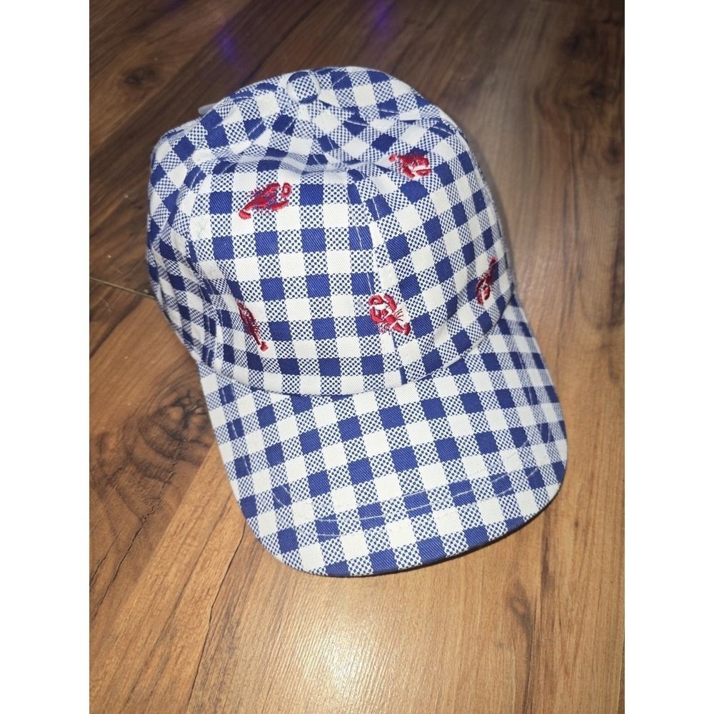 Universal Thread Lobster Embroidery Baseball Hat Blue Checker Plaid Flannel s18